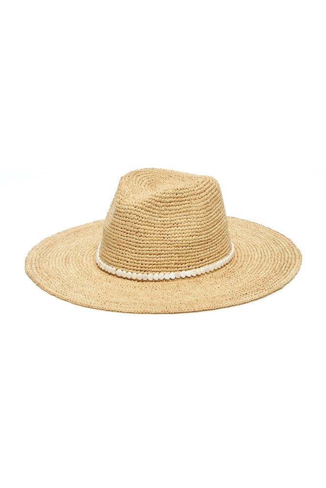 Seychelles Straw Hat with Shell Hearts