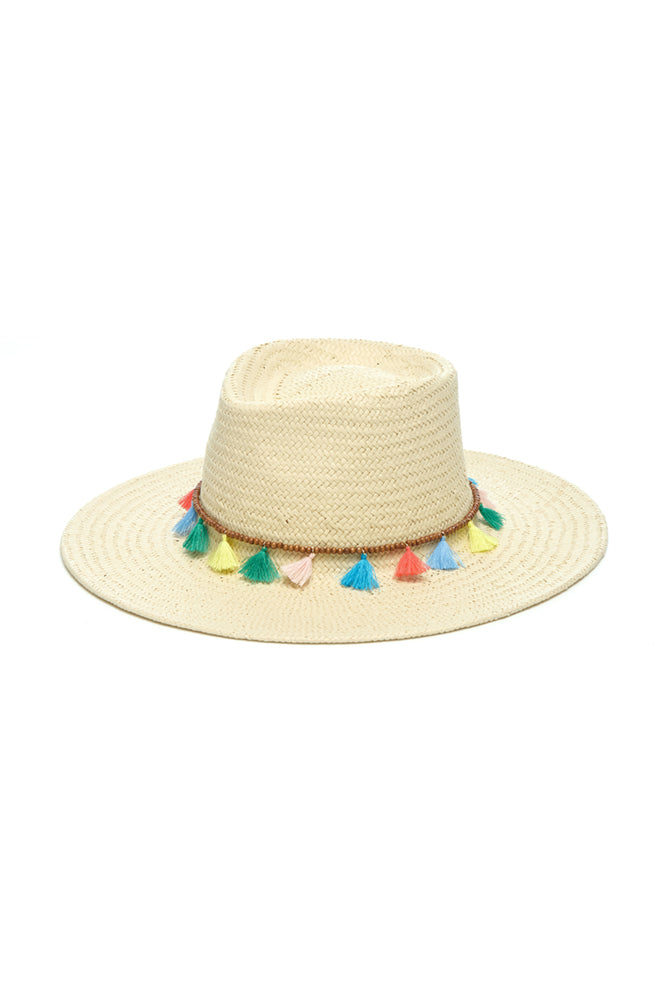Tahiti Straw Hat with Beads & Tassels