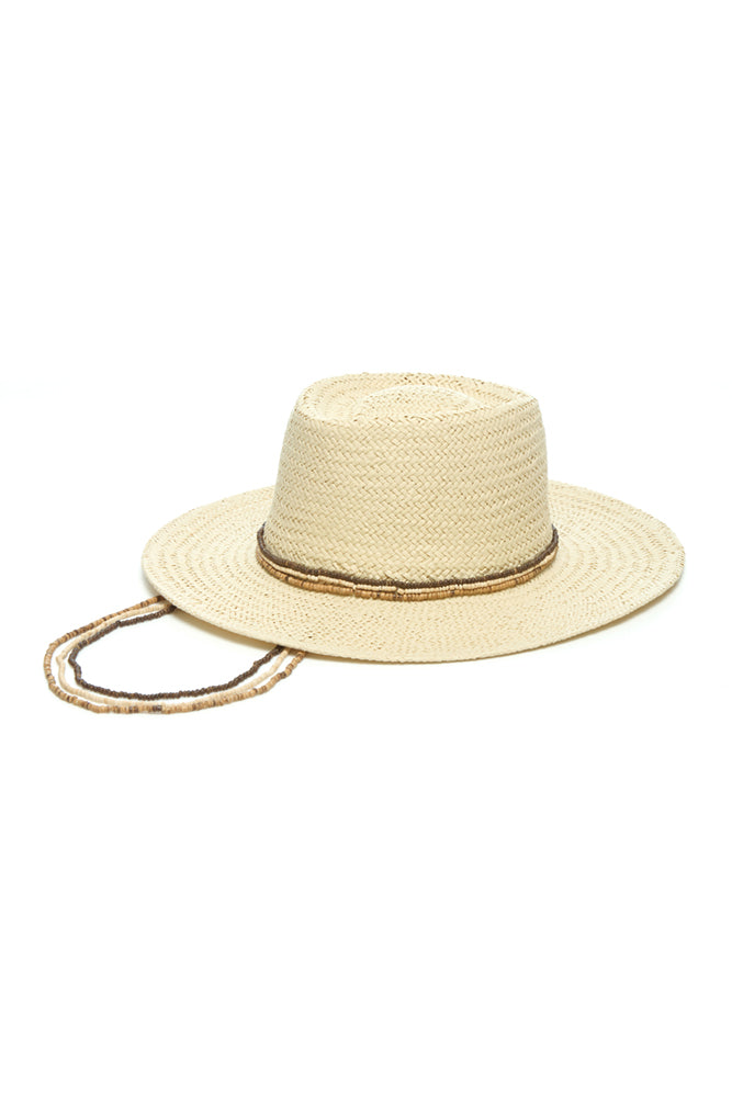 Kosi Bay Straw Hat with Natural Coconut Beads