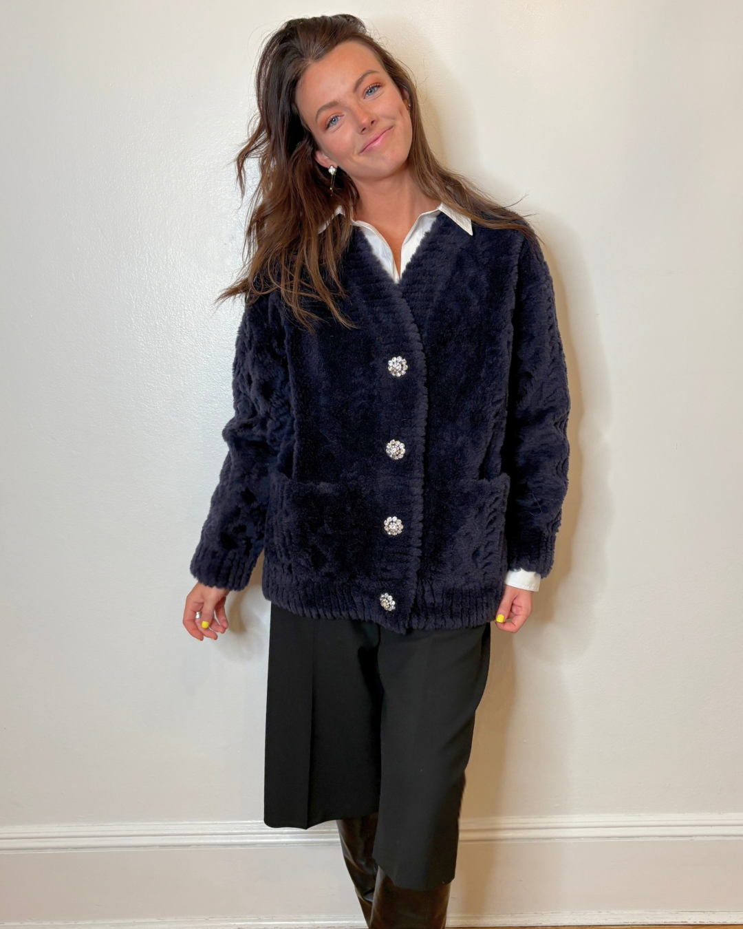 The Cortina Cardi Coat Navy