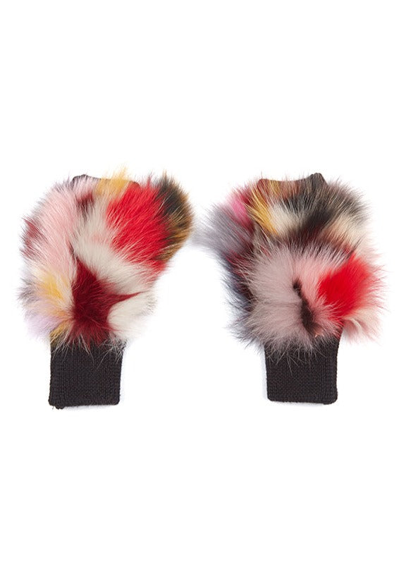 Classic Texty Time Real Fox Fur Mittens