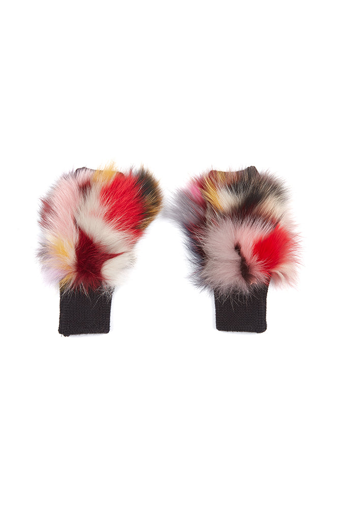 Classic Texty Time Real Fox Fur Mittens