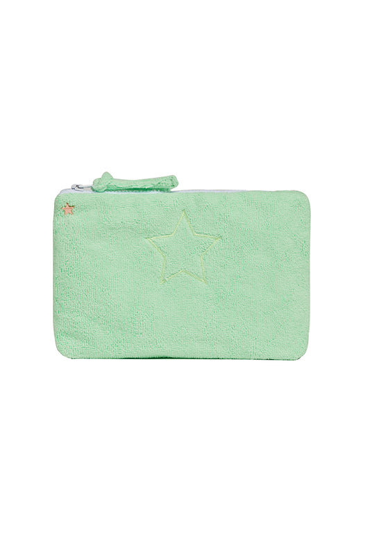 The Lanai French Terry Zipper Pouch with Star - Mint