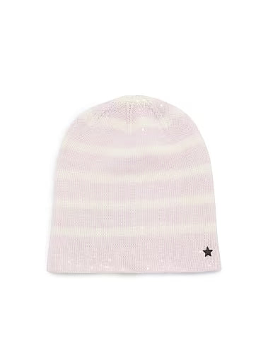 Cashmere Blend Striped Knit Beanie with Sequins