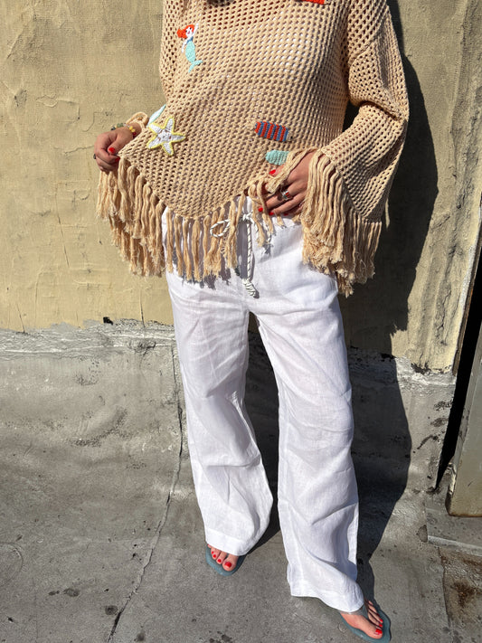 Water Mill White Linen Pants