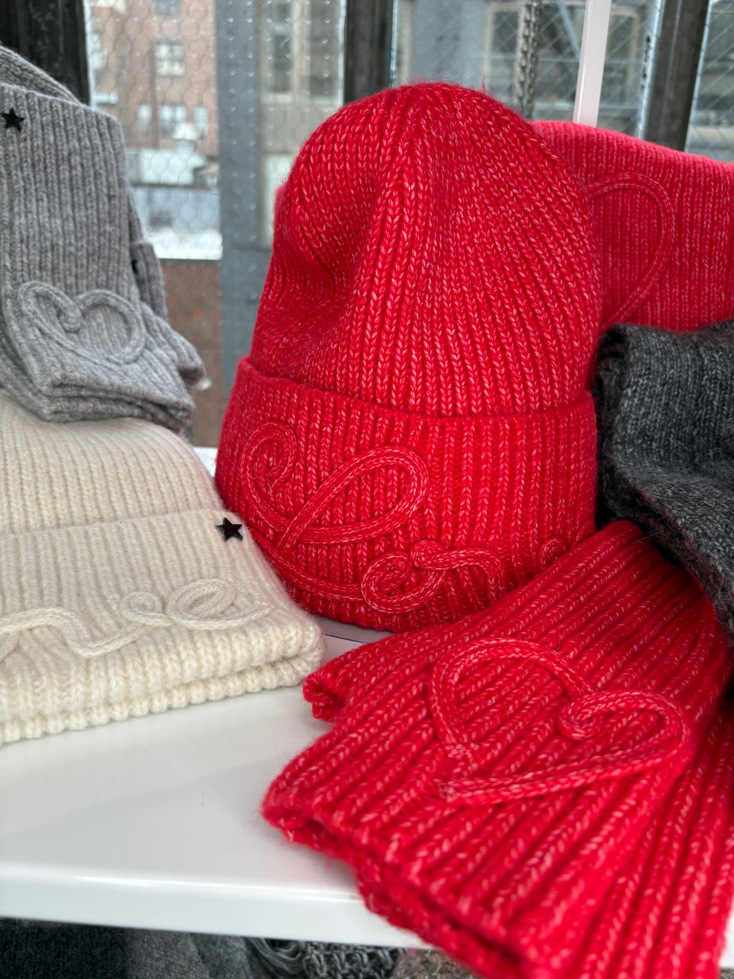The Red Embroidered Love Scarf