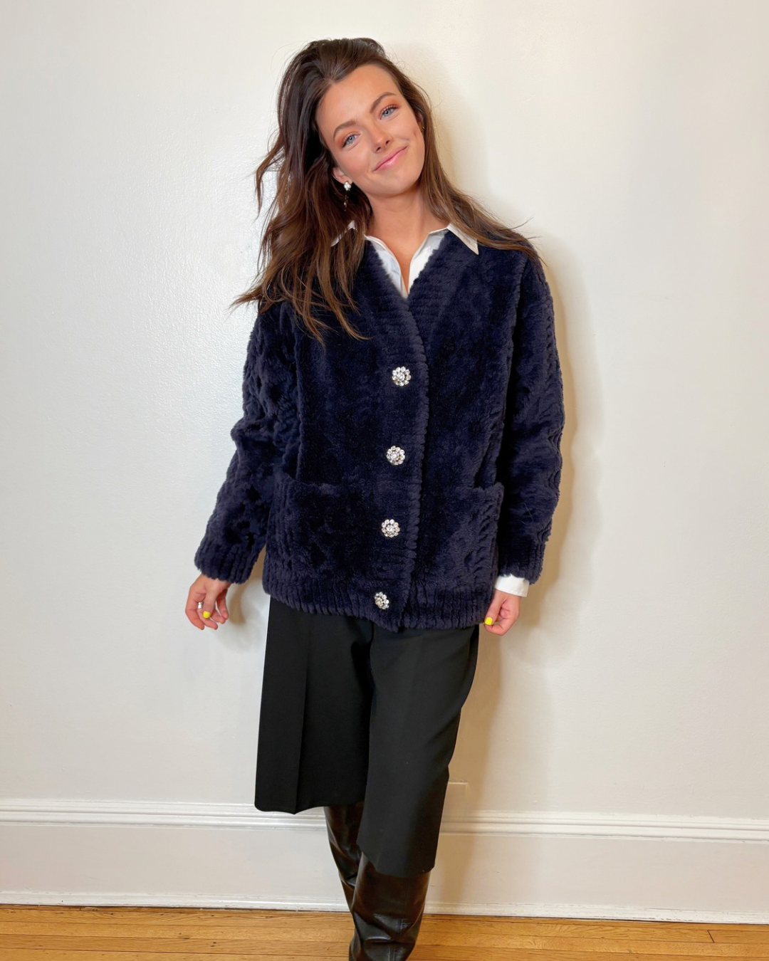 The Cortina Cardi Coat Navy