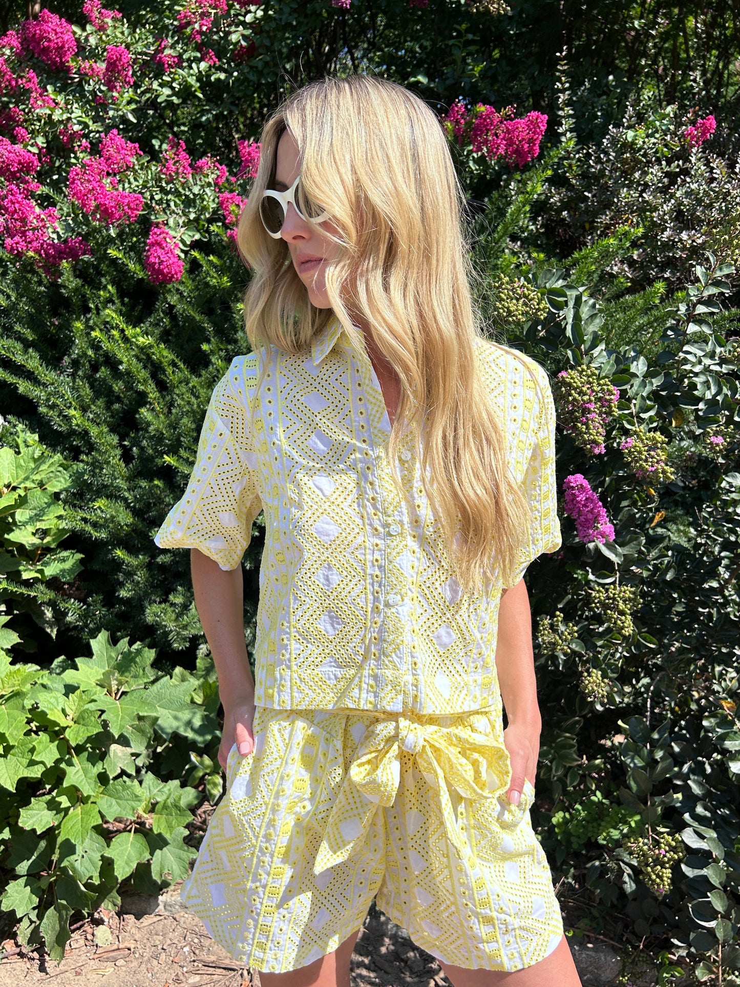 The Capri Eyelet Shorts with Bow