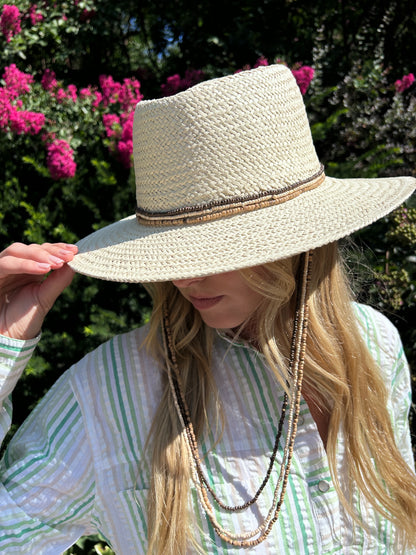 Kosi Bay Straw Hat with Natural Coconut Beads