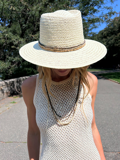 Kosi Bay Straw Hat with Natural Coconut Beads