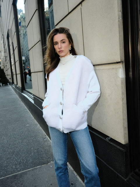 The Aman Ivory Sherpa Cardigan