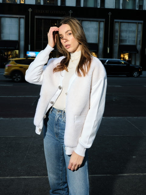 The Aman Ivory Sherpa Cardigan