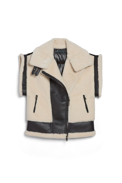 Scoop Women's Faux Suede Zip Vest with Faux Shearling Lining