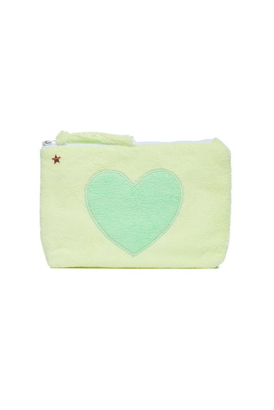 The Sagaponack Heart Pouch - Green/Yellow