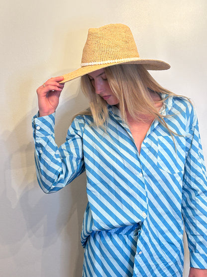St. Tropez Blue Striped Oversized Shirt