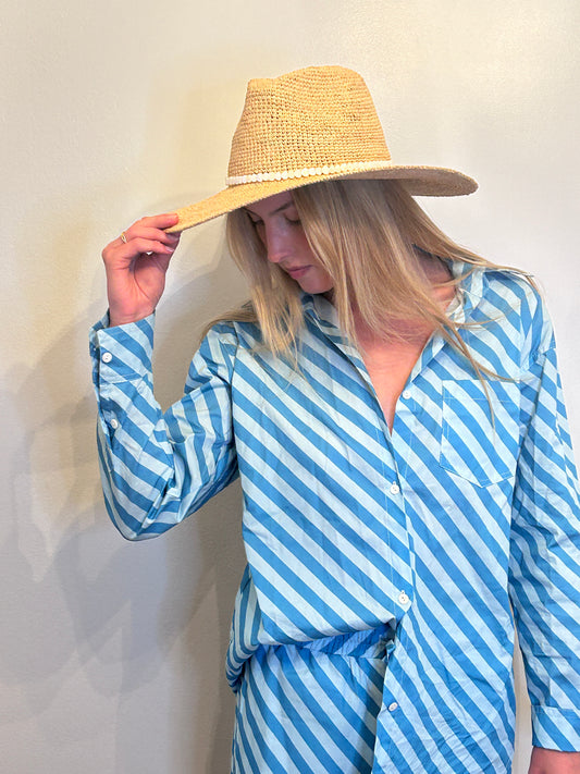 St. Tropez Blue Striped Oversized Shirt