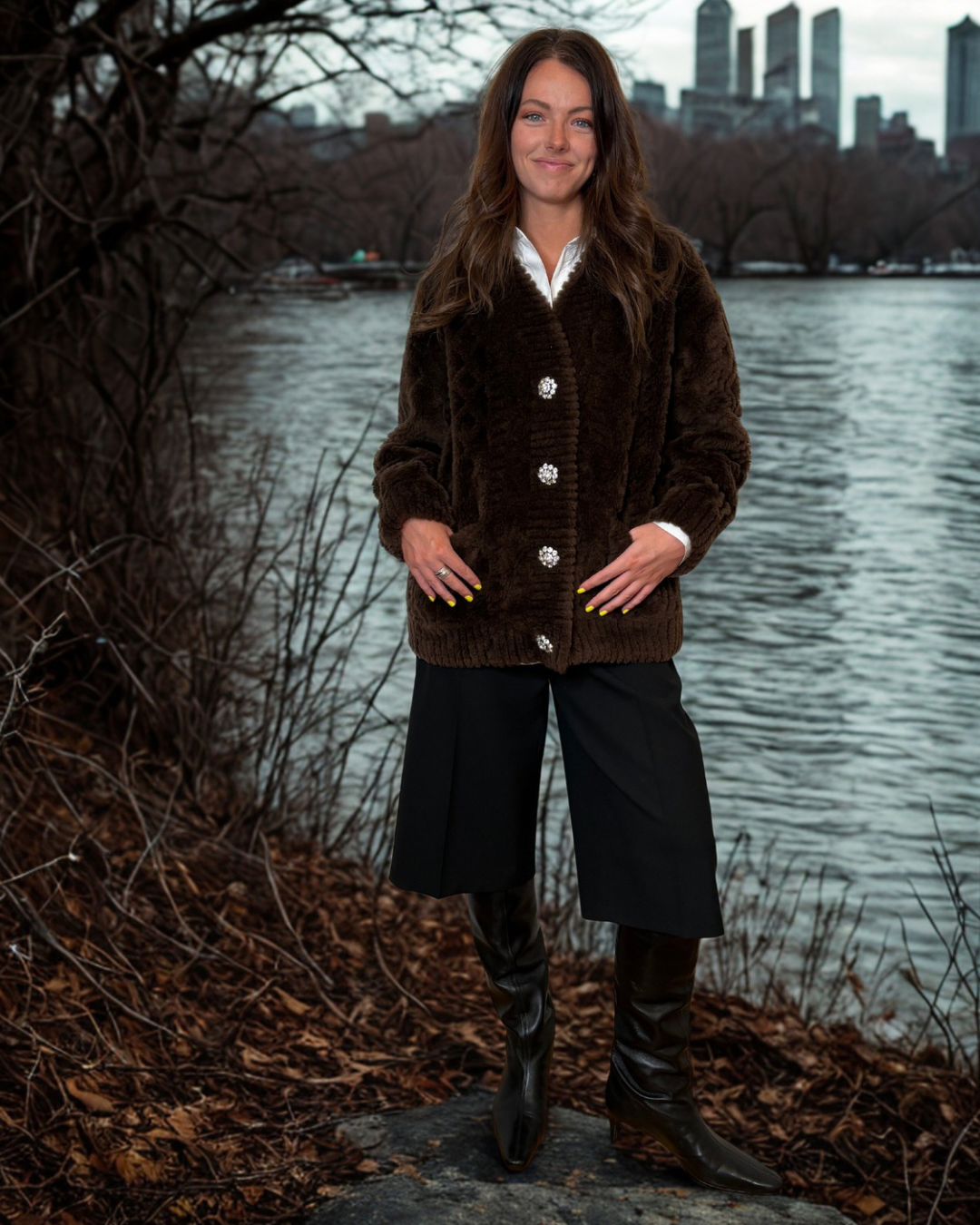 The Cortina Cardi Coat Chocolate Brown