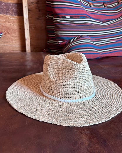 Seychelles Straw Hat with Shell Hearts