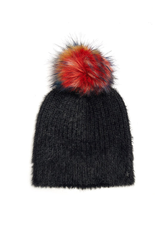 Lauryn Faux Angora Hat Black