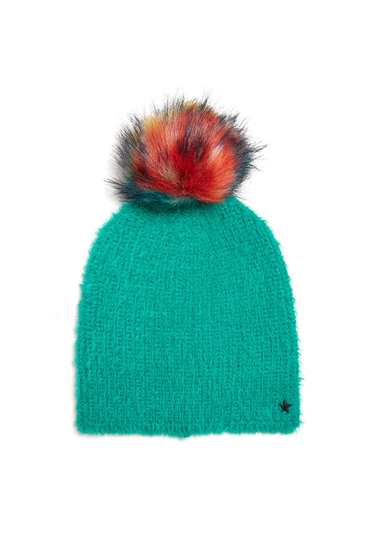 The Lauryn Faux Angora Hat Green